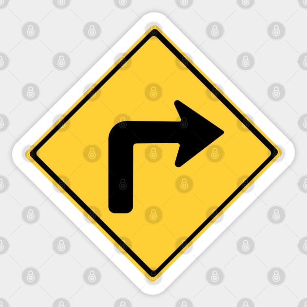 Shape Turn Right Turn Warning Sign Sticker by DiegoCarvalho